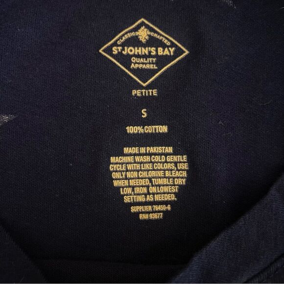St. Johns Bay Crew Neck Short Sleeve Tee Navy White Womens Size Small Petite - Picture 6 of 6